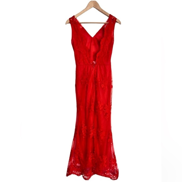 Red Boudoir Chic long lace dress. Low back maxi or lingerie. Small. Prom dress - Picture 10 of 13